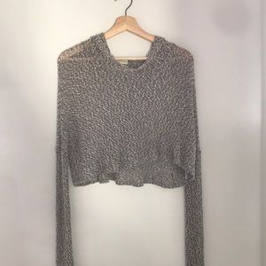 cropped polyester hooded top